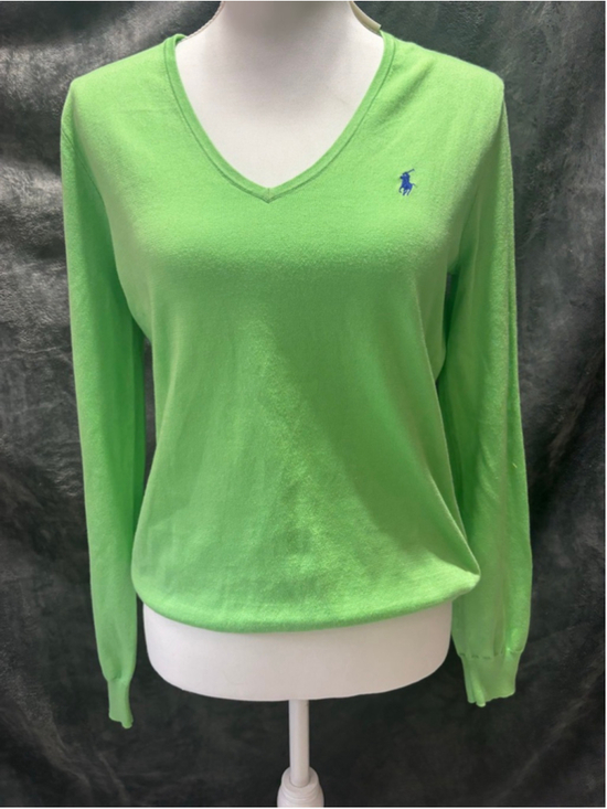 Ralph Lauren Sweaters - Ralph Lauren Sport Woman's Y2K Era Preppy Green V-Neck Pony Logo Sweater Size L